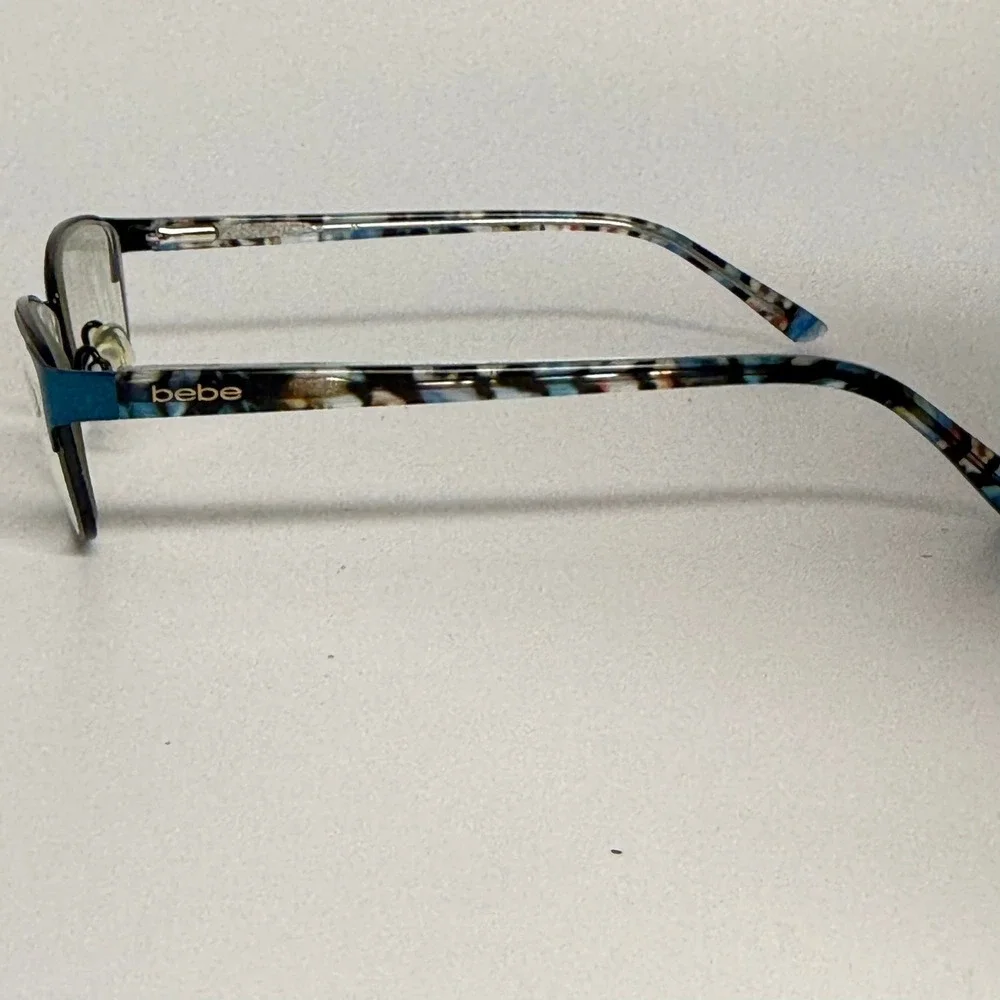 Bebe BB5144‎ Jet Black Blue Tortoise Rectangular Eyeglasses Frames 51-17-135